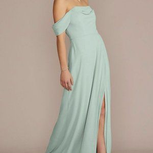 David's Bridal Dusty Sage Chiffon Bridesmaid Dress F20538